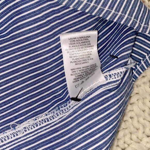 THAKOON blue striped and floral size large button down shirt - Picture 5 of 9
